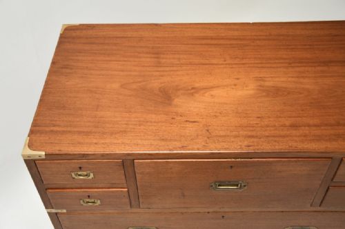 fig 1. Antique Teak Military Campaign Chest of Drawers