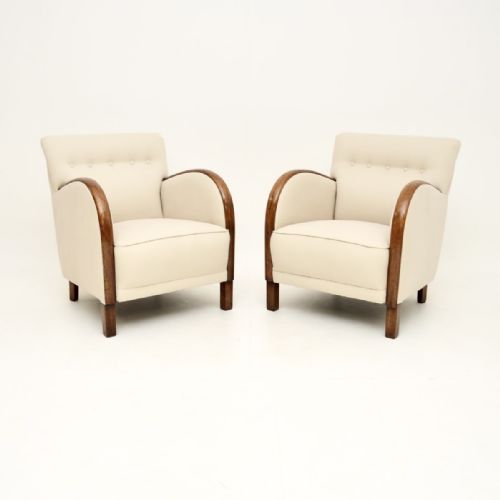 Pair of Art Deco Armchairs in Birch
