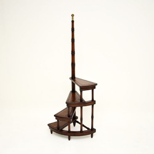 fig 1. Antique Mahogany and Leather Library Steps
