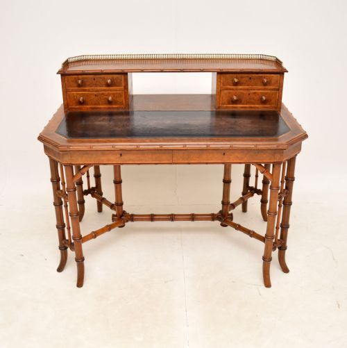 fig 1. Antique Burr Walnut Desk by Howard & Sons