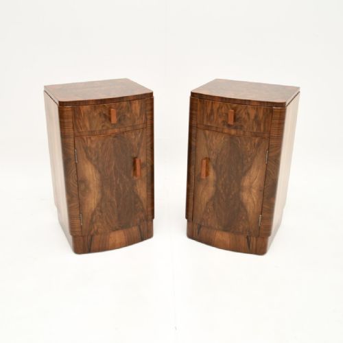 Pair of Art Deco Walnut Bedside Cabinets
