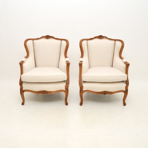fig 1. Pair of Antique French Walnut Armchairs
