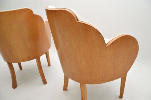 fig 1. Pair of Art Deco Sycamore Cloud Back Armchairs by Epstein