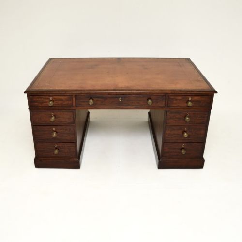 fig 1. Antique Georgian Period Mahogany Leather Top Partners Desk