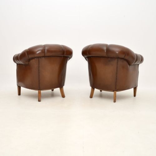 fig 1. Pair of Antique Swedish Leather Club Armchairs