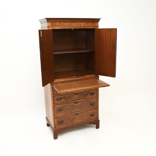 ANTIQUE BURR WALNUT CABINET ON CHEST - ADDITIONAL PHOTO 2
