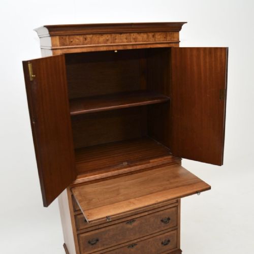 ANTIQUE BURR WALNUT CABINET ON CHEST - ADDITIONAL PHOTO 6