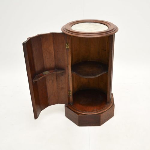 fig 1. Antique Victorian Marble Top Mahogany Cylinder Pedestal Cabinet