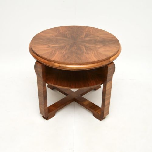 LARGE FIGURED WALNUT ART DECO COFFEE TABLE