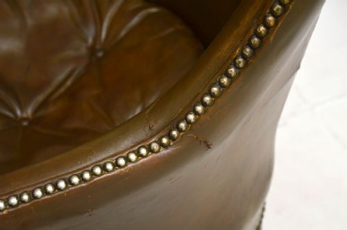 fig 1. Antique Victorian Leather and Mahogany Armchair