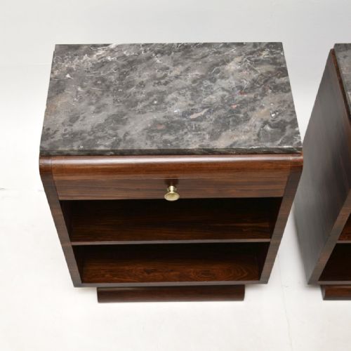 PAIR OF FRENCH ART DECO ROSEWOOD AND MARBLE BEDSIDE CABINETS - ADDITIONAL PHOTO 1