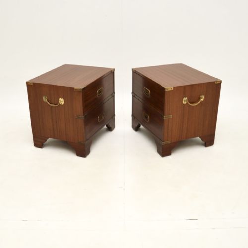 fig 1. Pair of Antique Military Campaign Style Mahogany Bedside Chests