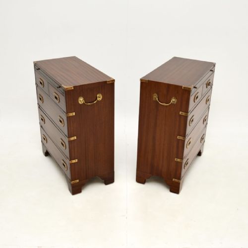 fig 1. Pair of Antique Mahogany Military Campaign Chest of Drawers
