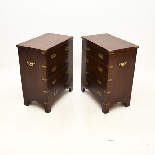 fig 1. Pair of Antique Mahogany Military Campaign Chest of Drawers
