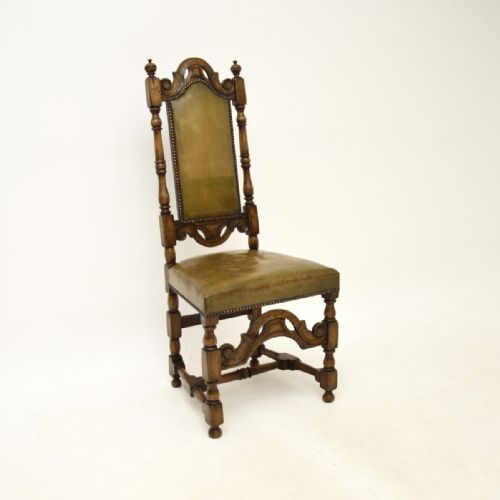 fig 1. Set of Eight Antique Leather and Oak Dining Chairs