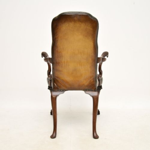 fig 1. Antique Irish Georgian Period Walnut and Leather Armchair