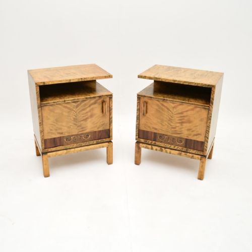 PAIR OF SWEDISH ART DECO BEDSIDE CABINETS IN SATIN BIRCH