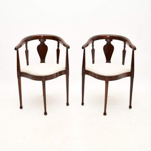 fig 1. Pair of Antique Edwardian Mahogany Corner Chairs