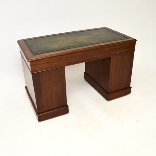 fig 1. Antique Victorian Mahogany Leather Top Pedestal Desk
