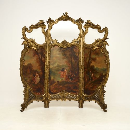 fig 1. Antique French Painted Gilt Wood Screen