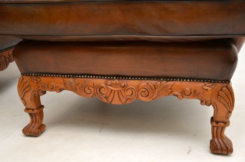 PAIR OF ANTIQUE LEATHER WING BACK ARMCHAIRS - ADDITIONAL PHOTO 6