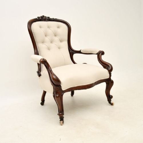 Antique Victorian Mahogany Spoon Back Armchair

