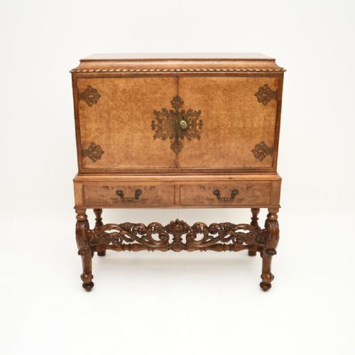 fig 1. Antique Burr Walnut Cocktail Drinks Cabinet