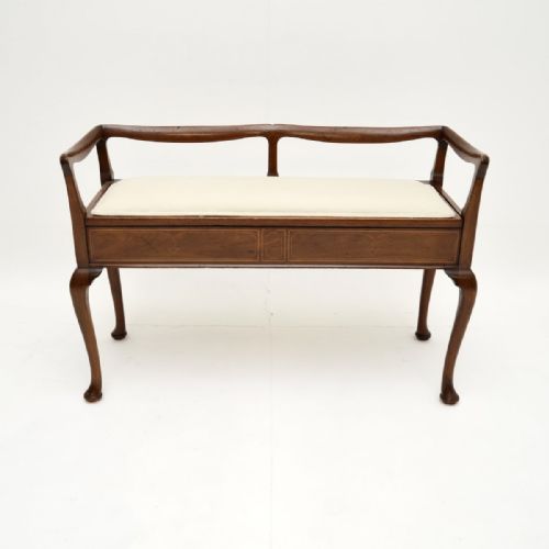 fig 1. Antique Art Nouveau Mahogany Duet Piano Stool / Bench
