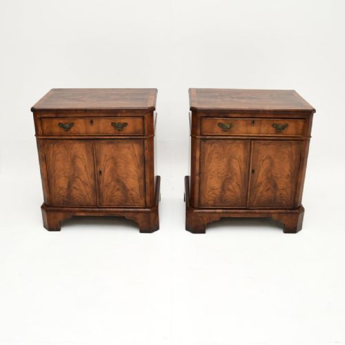 fig 1. Pair of Antique Inlaid Walnut Bedside Cabinets