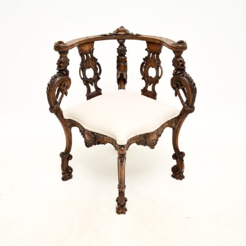 fig 1. Antique Carved Walnut Corner Chair
