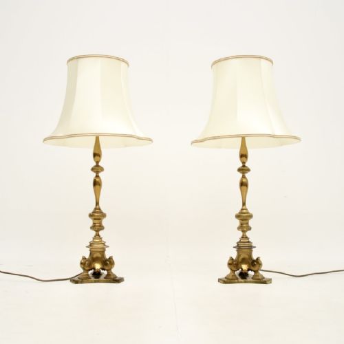 Pair of Antique Brass Table Lamps
