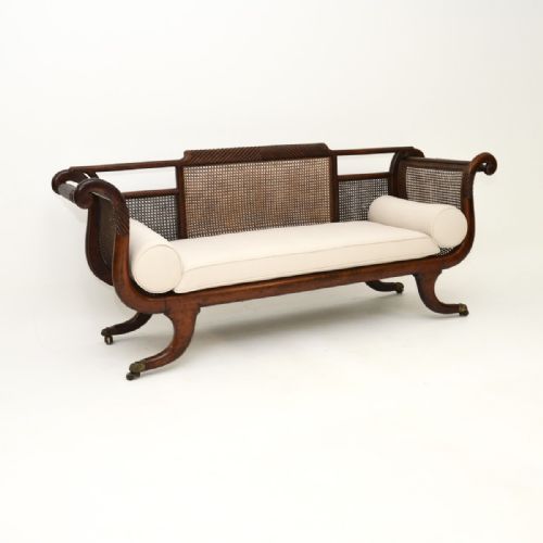 Antique Regency Period Caned Mahogany Sofa
