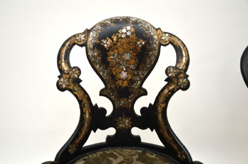 fig 1. Pair of Antique Victorian Papier Mache Chairs
