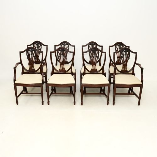 fig 1. Set of Eight Antique Mahogany Shield Back Dining Chairs