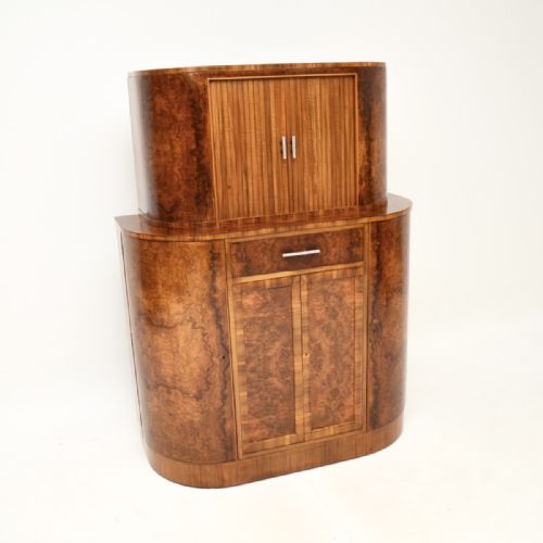 Art Deco Burr Walnut Cocktail Drinks Cabinet
