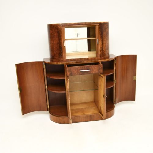 fig 1. Art Deco Burr Walnut Cocktail Drinks Cabinet