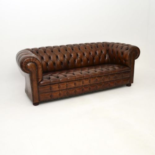 Antique Deep Buttoned Leather Chesterfield Sofa
