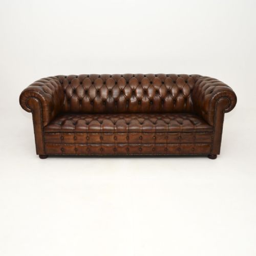 fig 1. Antique Deep Buttoned Leather Chesterfield Sofa
