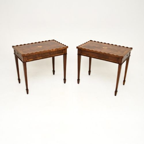 Pair of Antique Inlaid Mahogany Side Tables
