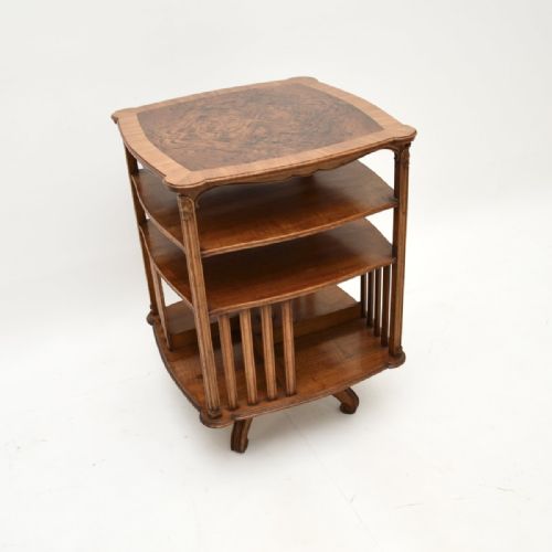 Antique French Burr Walnut Revolving Bookcase
