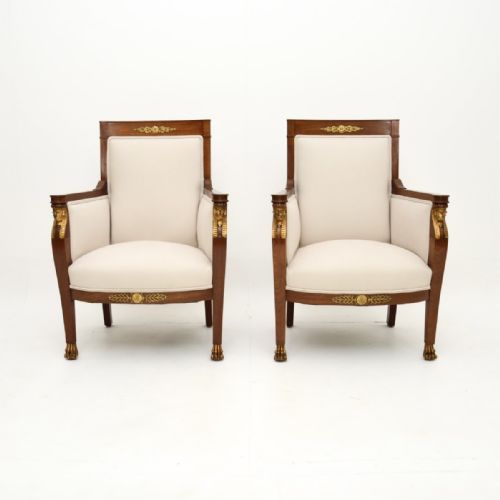 PAIR OF ANTIQUE SWEDISH NEOCLASSICAL MAHOGANY ARMCHAIRS - ADDITIONAL PHOTO 1