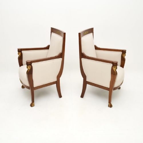 PAIR OF ANTIQUE SWEDISH NEOCLASSICAL MAHOGANY ARMCHAIRS - ADDITIONAL PHOTO 2