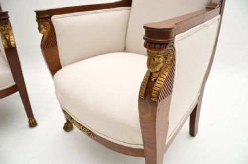 PAIR OF ANTIQUE SWEDISH NEOCLASSICAL MAHOGANY ARMCHAIRS - ADDITIONAL PHOTO 4