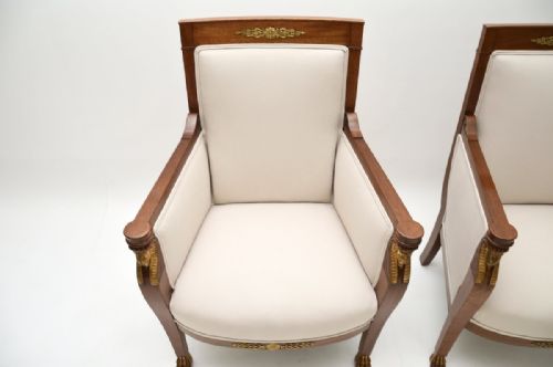 PAIR OF ANTIQUE SWEDISH NEOCLASSICAL MAHOGANY ARMCHAIRS - ADDITIONAL PHOTO 5