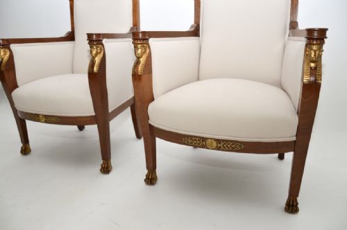 PAIR OF ANTIQUE SWEDISH NEOCLASSICAL MAHOGANY ARMCHAIRS - ADDITIONAL PHOTO 7