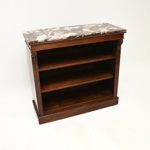 Antique Victorian Rosewood Marble Top Bookcase
