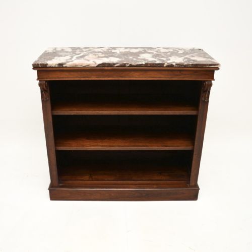 fig 1. Antique Victorian Rosewood Marble Top Bookcase
