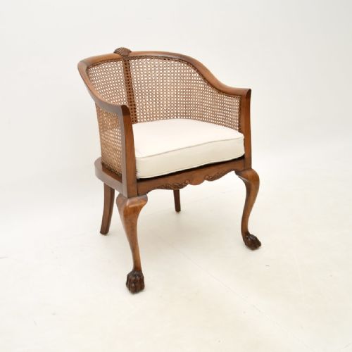 Antique Edwardian Walnut Caned Armchair
