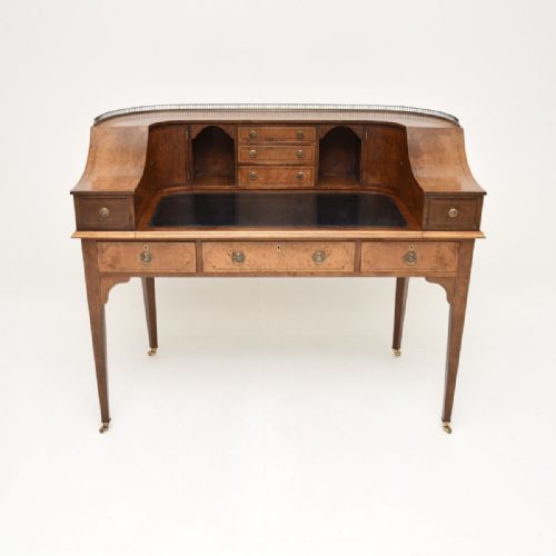 fig 1. Antique Burr Walnut Carlton House Desk
