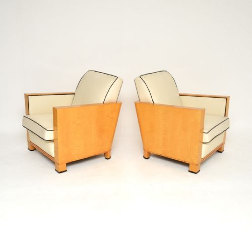 fig 1. Pair of Swedish Art Deco Armchairs in Leather and Satin Birch